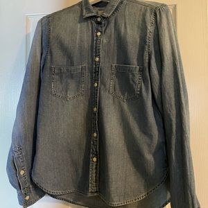 Distressed Chambray Shirt - JCrew - Size 10